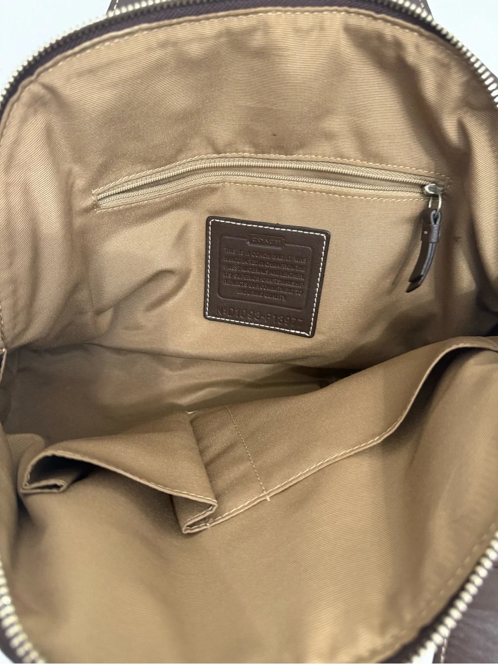 Coach Tan and Dark Brown Signature Canvas Satchel